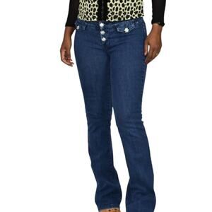 Vintage Tommy Hilfiger Button Fly Jeans Blue Flare Rhinestone Low Rise Retro 2